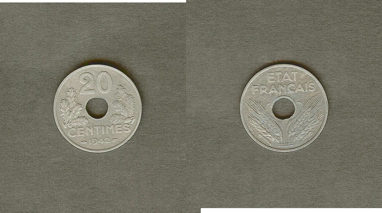 20 centimes French State 1942 BU